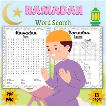 Preview of Printable Ramadan Eid al Fitr Word Search Puzzles With Solution - Brain Games