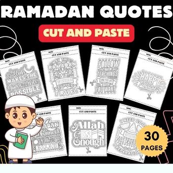Preview of Printable Ramadan Quotes Cut And Paste worksheets - Fun Islamic Activities