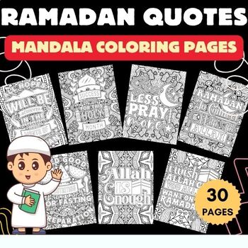 Preview of Printable Ramadan Mandala Quotes Coloring Pages Sheets - Fun Islamic Activities
