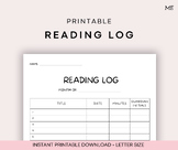 Printable Reading Log Bundle | Back to School, Library, Cl
