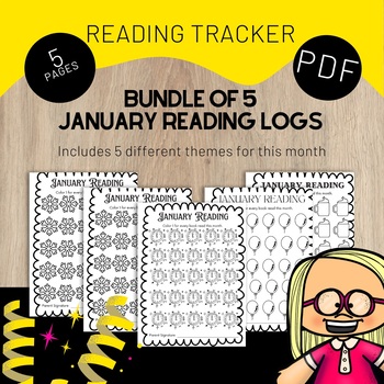 Preview of Printable Reading Logs, 5 January Color-In Reading Logs
