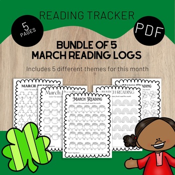 Preview of Printable Reading Logs / 5 March Color-In Reading Logs / Reading Trackers