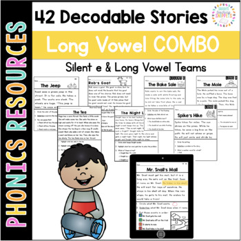 Preview of Decodable Passages: Long Vowel Combo (Printable & Google Slides)