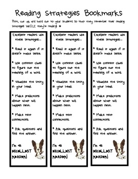 Printable Reading Strategies Bookmark Free Download by This Little