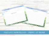 Printable Recipe Card - White Wildflower Field - Blank Rec