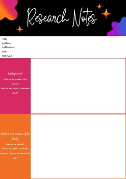 Preview of Printable Research Notes Template