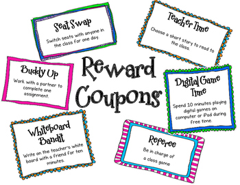 printable reward coupons by eye love paisley teachers pay teachers