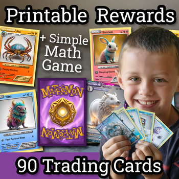 Preview of Printable Rewards Mathemon Trading Cards and Math Game - Pokemon Alternative