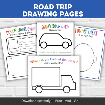 Road Trip Activities and Travel Coloring Book for Kids Ages 4-8: Simple and  Easy to