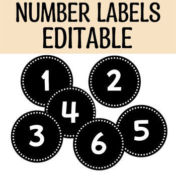 Printable Round Black and White Number Labels, Cubbies Labels, Number Tags