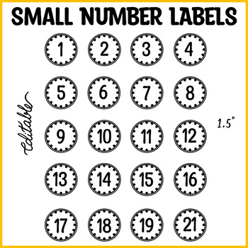 Preview of Printable Round Small Number Labels 1 to 40, Black and White Number Labels