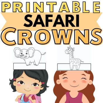 Preview of Safari Craft for Preschool Paper Crown Craft Hat | SET OF 2 | Coloring Activity