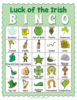 Saint Patrick s Day BINGO by Drag Drop Learning Games TpT