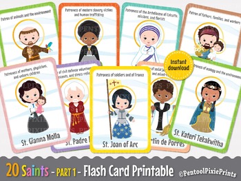 Preview of Printable Saints Flash Cards, Catholic Saints Flashcards, Saints Flashcards,