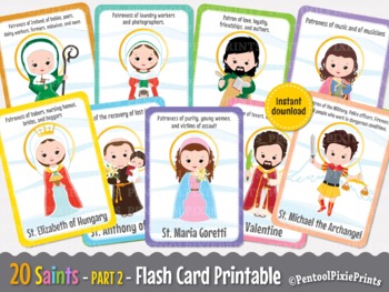 Preview of Printable Saints Flash Cards, Catholic Saints Flashcards, Saints Flashcards,