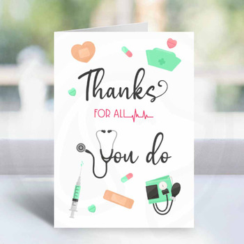 Preview of Printable School Nurse Appreciation Week Thank You Greeting Card