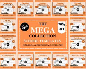 Preview of Printable School Templates Collection 8.5″x11″ 120 Pages 14 Topics