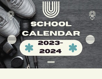 Preview of Printable School Year Calendar / Planner / 2023 - 2024 / Sports Theme