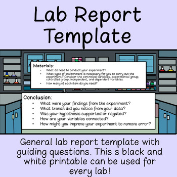 Preview of Printable Science Lab Report Template Grades 6-12 