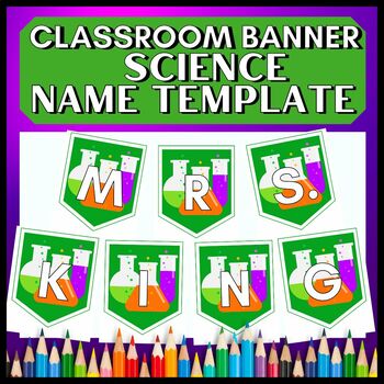 Preview of Printable Science Name Banner → Editable Bulletin Board Decor All Letters