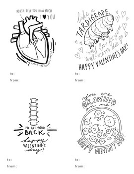 Preview of Printable Science Themed Puns Valentine's Day Cards