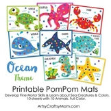 Printable Sea Creatures Pom Pom and Play Dough Mats