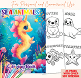 Printable Sea animals coloring pages for kids, fish, activ