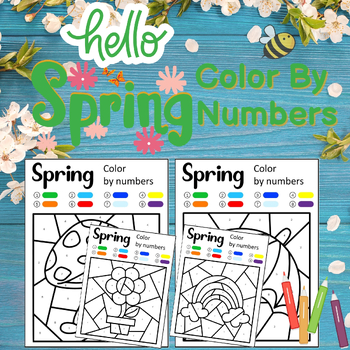 Preview of Spring Color By Number | Spring Math Activity | Spring Coloring Pages