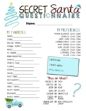 Printable Secret Santa Questionnaire for Gift Exchange (Wo