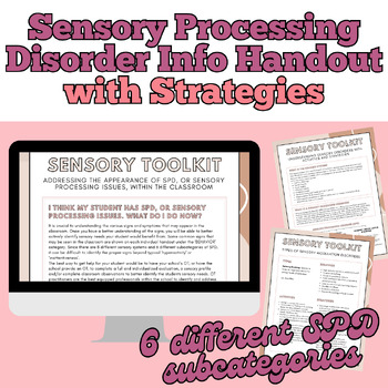 Preview of Printable Sensory Processing Disorder Handout with Activities and Strategies