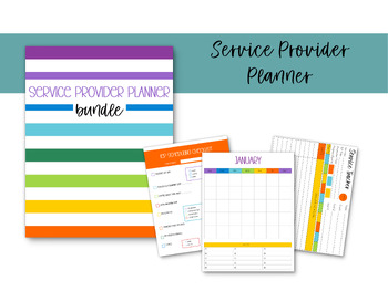 Preview of Printable Service Provider Planner - Bright Rainbow Stripe