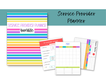 Preview of Printable Service Provider Planner - Bright Rainbow Stripe