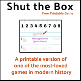 Printable Shut the Box Game for ages 8+