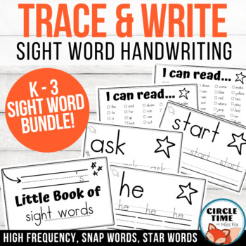 Preview of Printable Sight Words Books Bundle, High Frequency Words Booklets, Handwriting