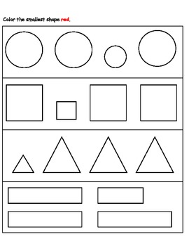 Printable Size Activity Worksheets by First Teachers | TpT