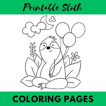 Printable Sloth Coloring Pages For Kids by LAWY Land | TPT