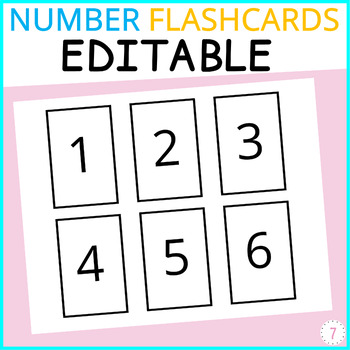 Preview of Printable Small Number Flashcards 1 to 40, Editable Number Flashcards, Cards