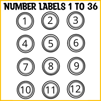 Preview of Printable Small Number Labels, Back To School Number Labels 1 to 36