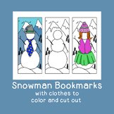 Printable Snowman Bookmarks Coloring Pages PDF