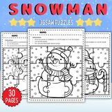 Printable Snowman Jigsaw Coloring puzzles - Fun Winter Gam