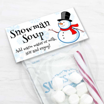 CUTE SNOWMAN SOUP Stickers x 42  #12 LET IT SNOW 