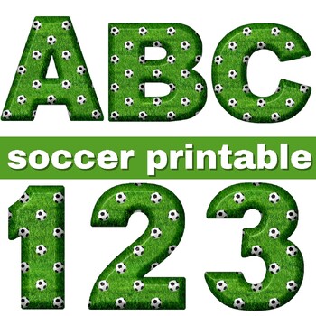 Preview of Printable Soccer Letters A-Z and Numbers 0-9