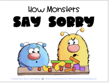 Preview of Printable Social Story 9 How Monsters Say Sorry SEL Story With 5 Lessons