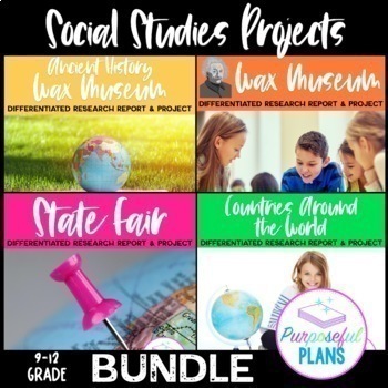 Preview of Wax Museum, State, & Country Research Projects with Travel Brochures BUNDLE 9-12
