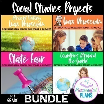 Preview of Wax Museum, State, & Country Research Projects with Travel Brochures BUNDLE 6-8