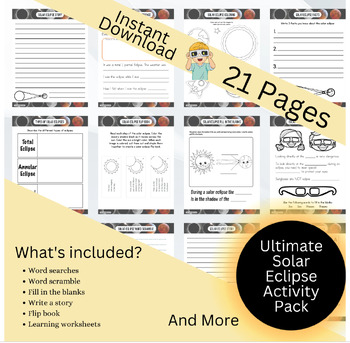 Preview of Printable Solar Eclipse Worksheets for Kids - Fun Learning Activities