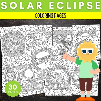 Preview of Printable Solar eclipse 2024 Coloring Pages Sheets - Fun april Activities