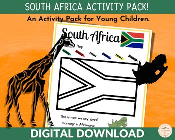 Preview of Printable South Africa Kids Activity Pack Travel Worksheets for Kindergarten