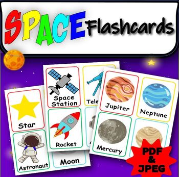 Preview of Printable Space Vocabulary Identification Flashcards | Outer Space Activity