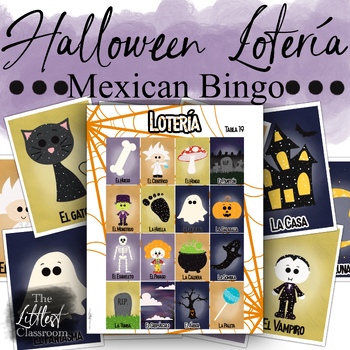 Preview of Printable Spanish Halloween Lotería Game | Google Slides Halloween Mexican Bingo
